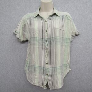 Universal Thread Womens Green stripe Top Shirt Size M Short Sleeve Casual Ladies